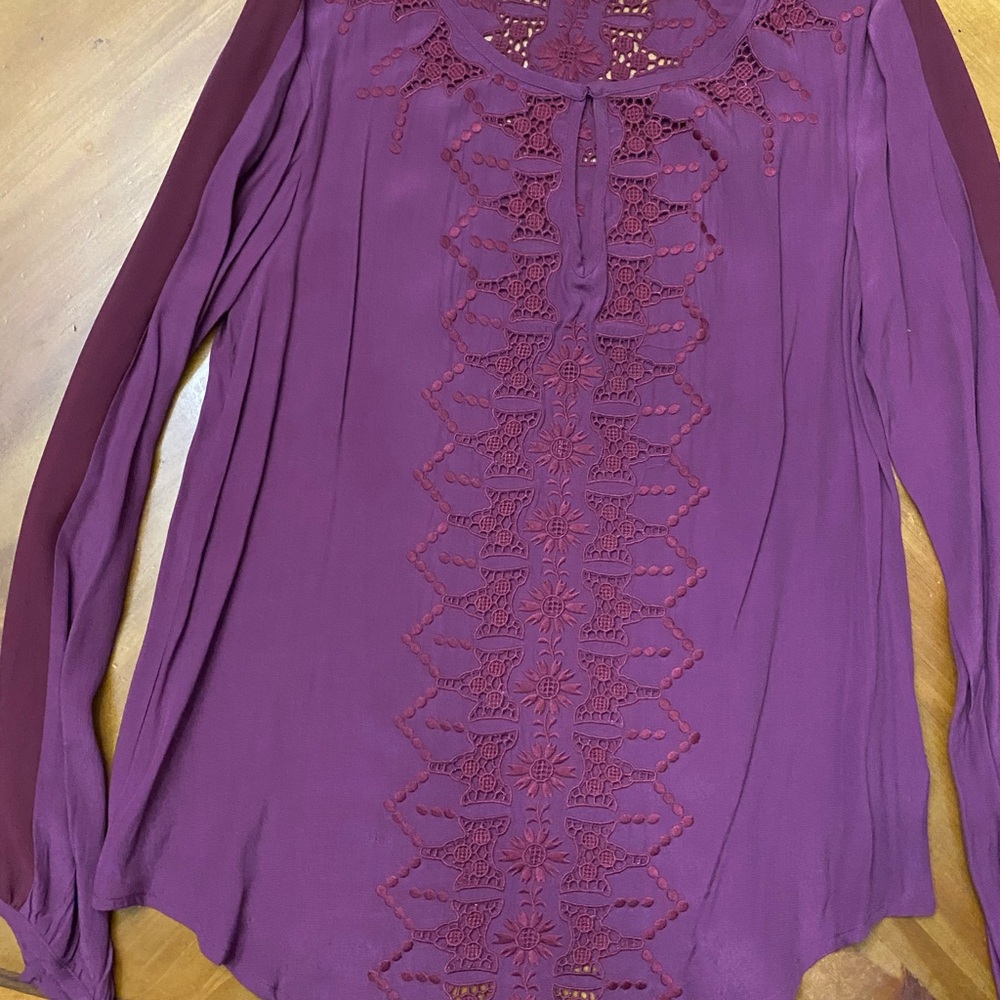 Elegant Purple Lace Detail Women's Top